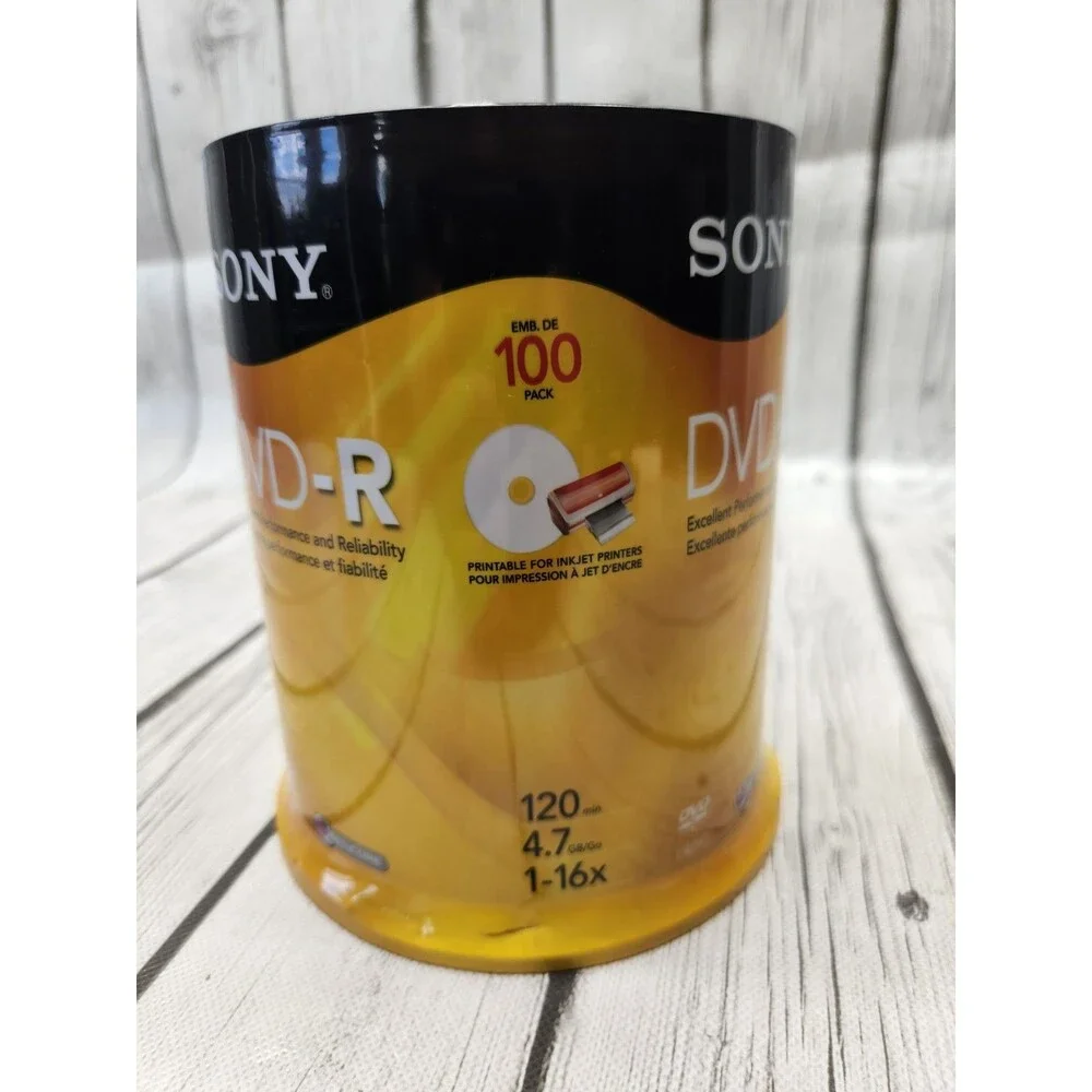 SONY DVD-R 100 Pack 120 Minutes 4.7 GB Blank Media Disc Sealed New